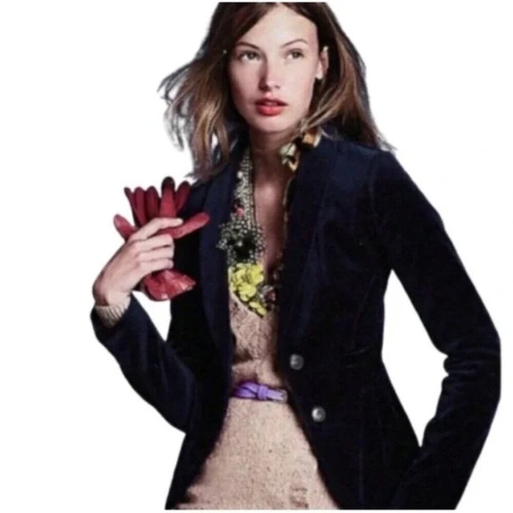 J. Crew Women's Eden Black Velvet Jacket Blazer Size 4